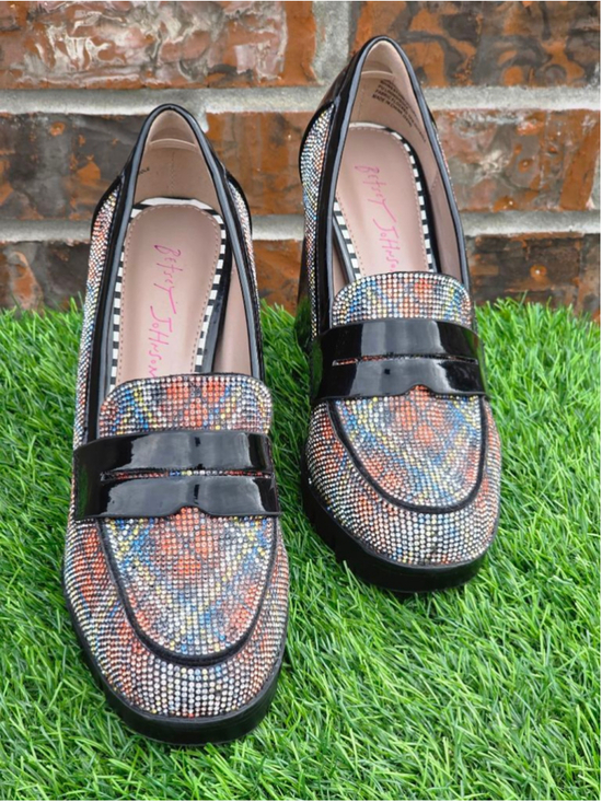 Betsey Johnson Shoes - Betsey Johnson Platforms Black Multicolor Rhinestone Loafers Women's Size 9.5M